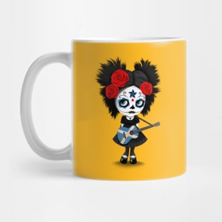 Sugar Skull Girl Playing Scottish Flag Guitar Mug